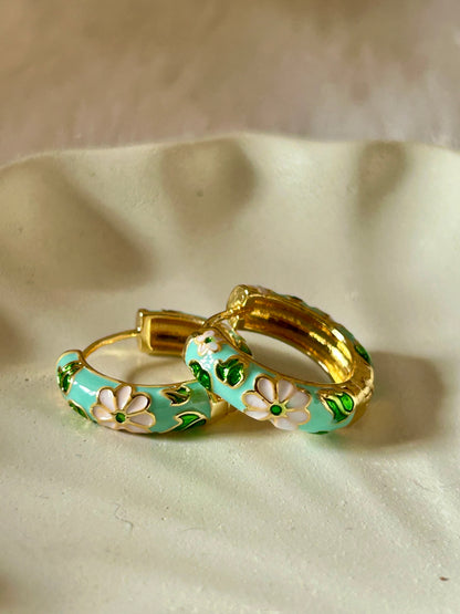 Blue Floral Hoops