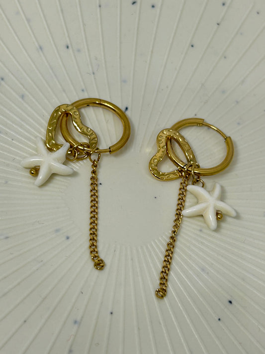 Starfish Charm Hoop Earrings
