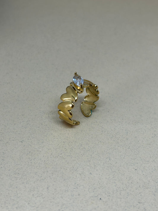 Crystal Heart Band Ring
