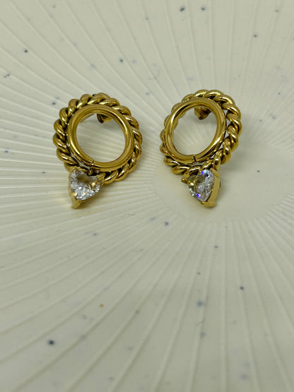 Twisted Halo Heart Earrings