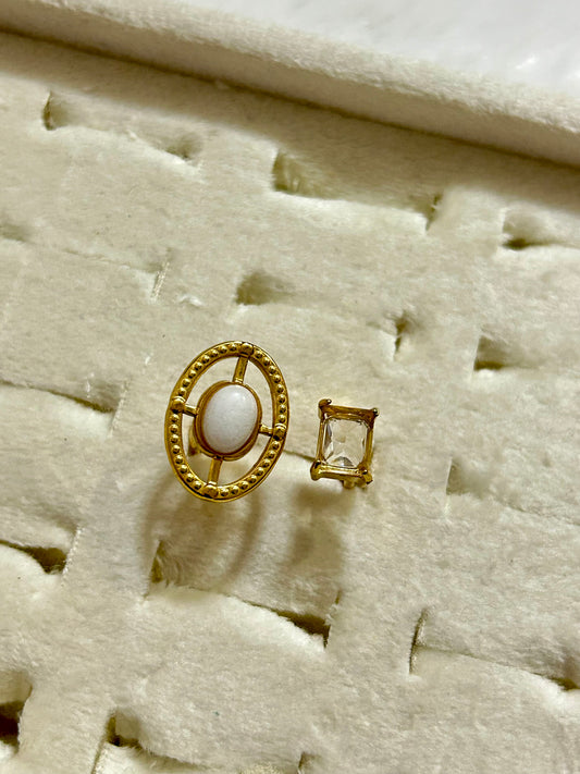 Pearl & Diamond Adjustable Ring