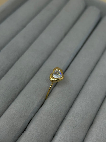 Sparkling Heart Solitaire Ring