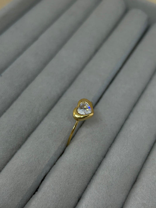 Sparkling Heart Solitaire Ring