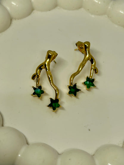 Emerald Star Branch Earrings