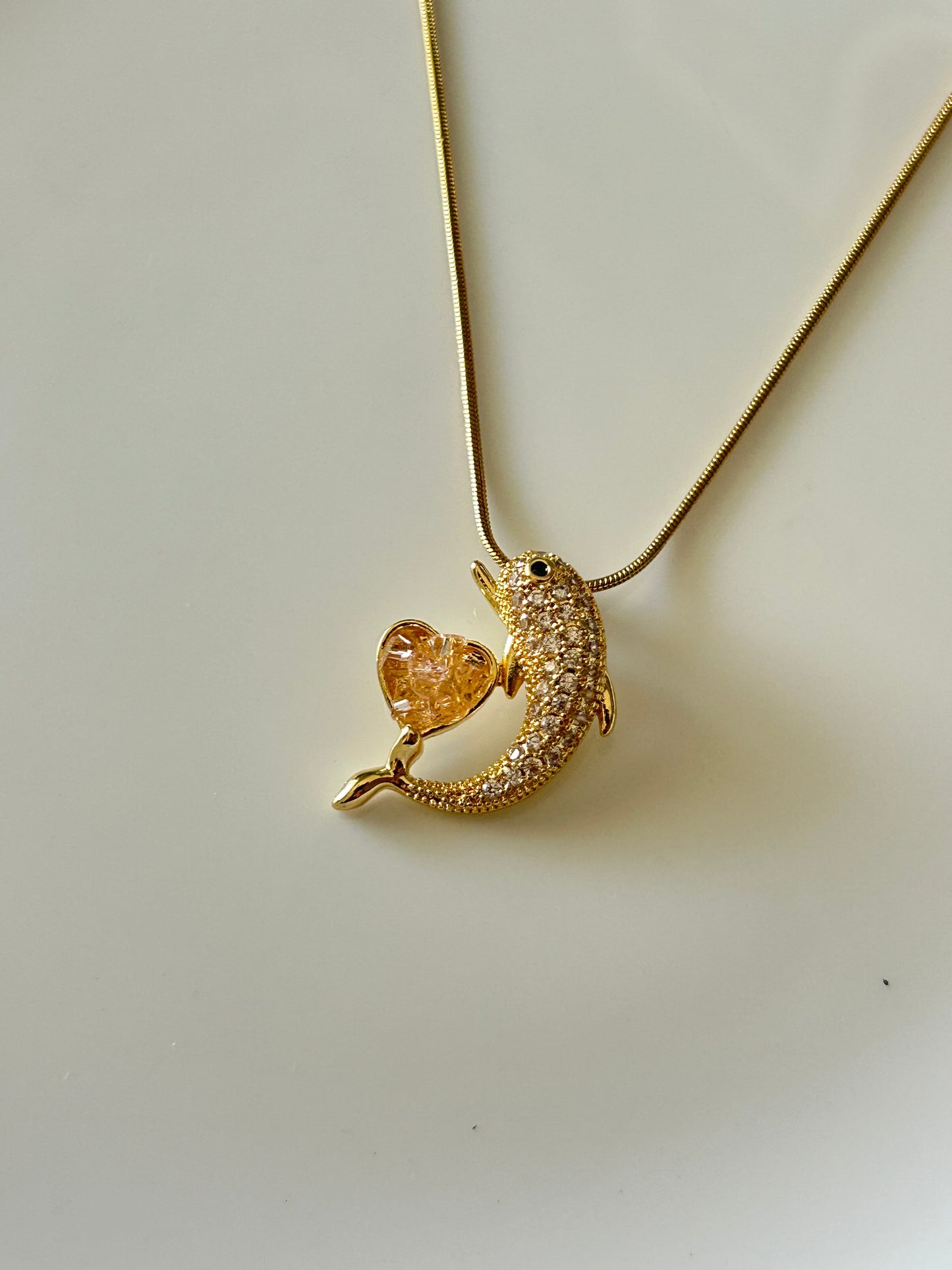 Crushed Diamond Dolphin Necklace