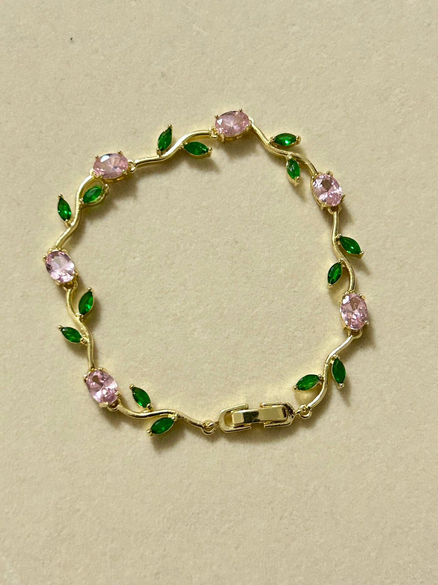 Pink & Green Tulip Bracelet