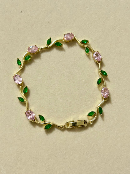 Pink & Green Tulip Bracelet