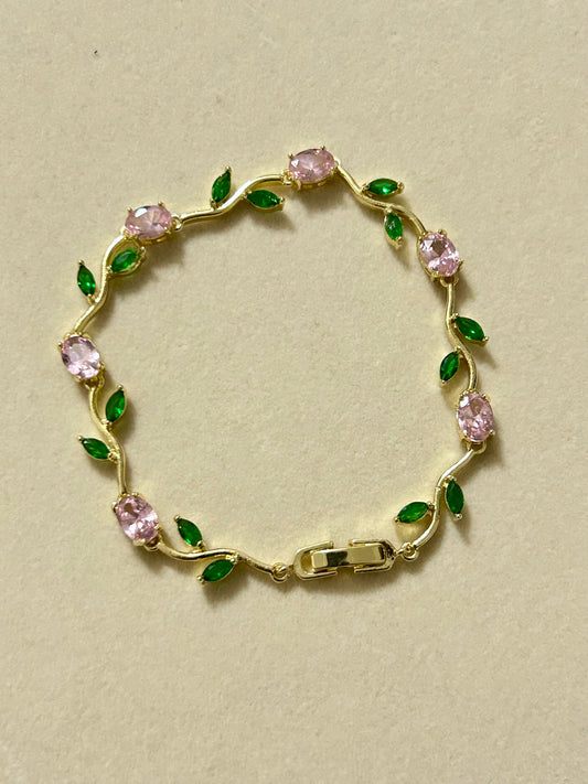 Pink & Green Tulip Bracelet