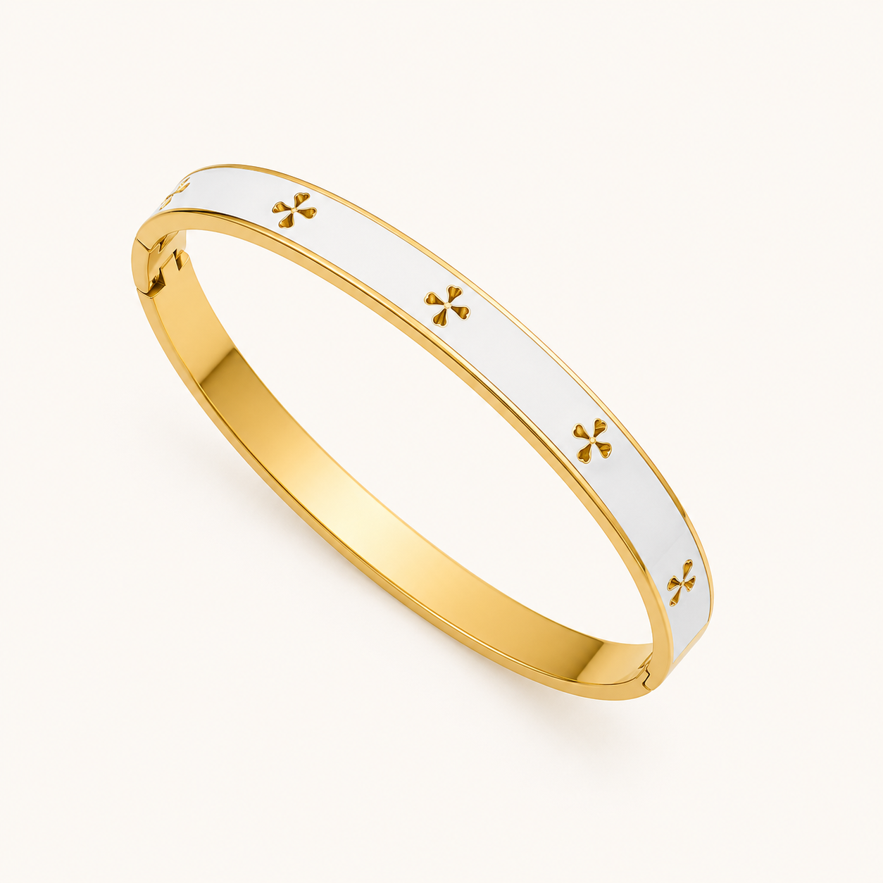 White Clover Enamel Bracelet