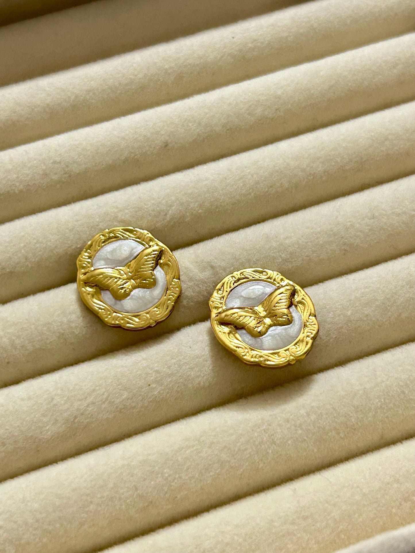 White Butterfly Studs