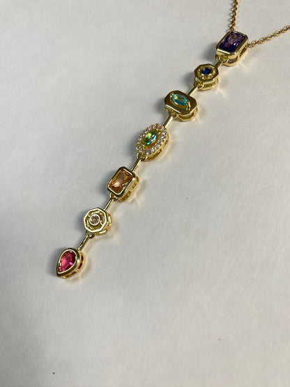 Prism Gemstone Lariat Necklace