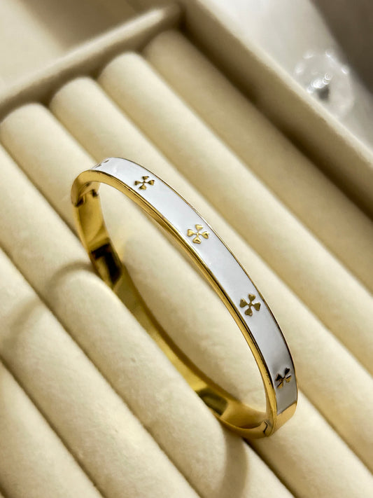 White Clover Enamel Bracelet