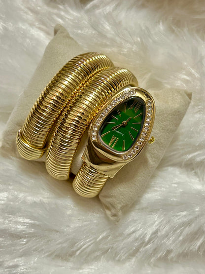 Diamond Snake Watch(Green Dial)