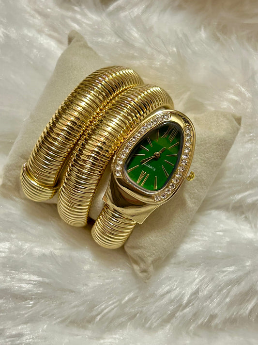 Diamond Snake Watch(Green Dial)