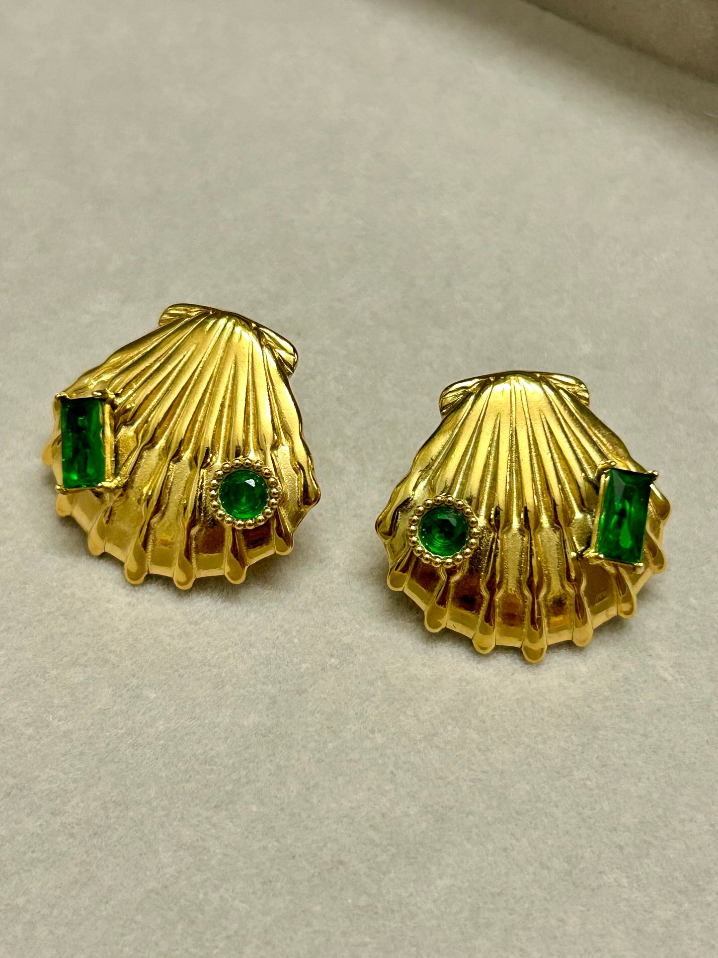 Emerald Shell Earrings