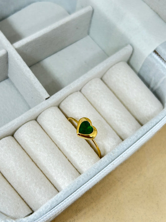 Green Heart Adjustable Ring