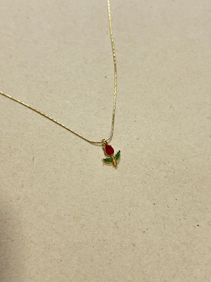 Dainty Red Tulip Necklace
