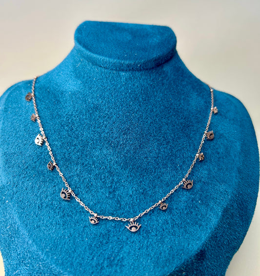 Rose Aura Evil Eye Anti Tarnish Necklace