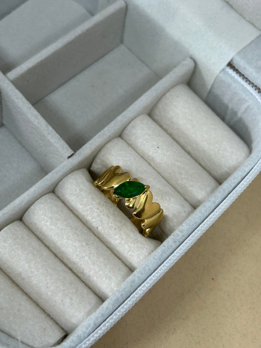 Emerald Heart Band Ring