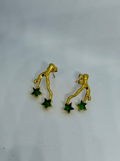 Emerald Star Branch Earrings
