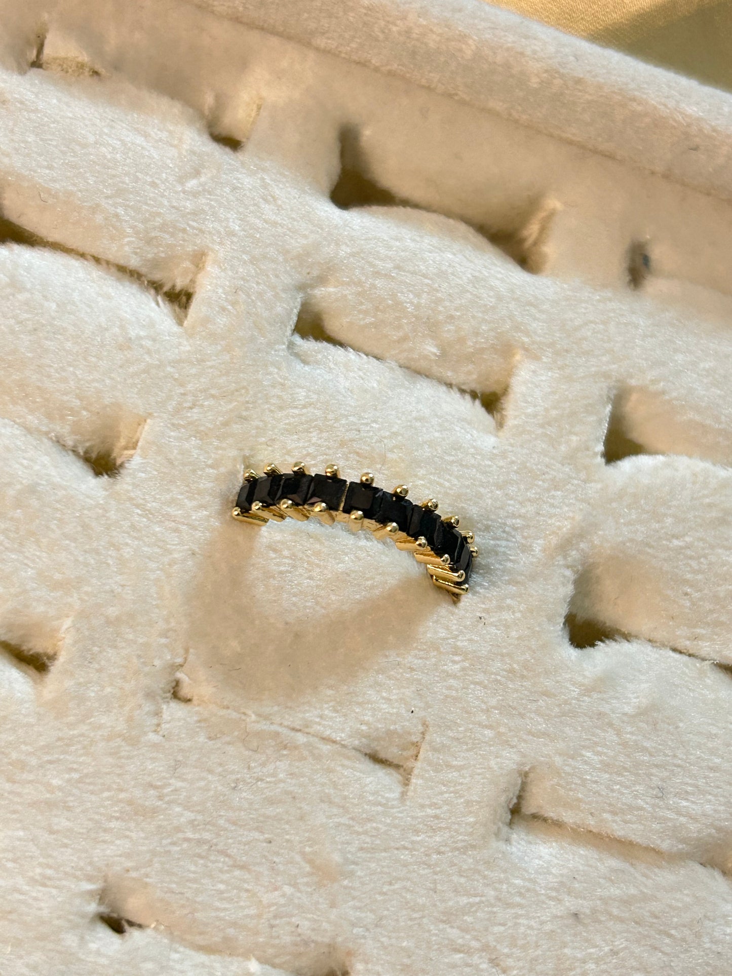 Black Half Tennis Adjustable Ring