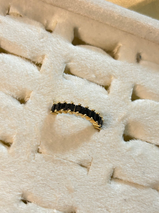 Black Half Tennis Adjustable Ring