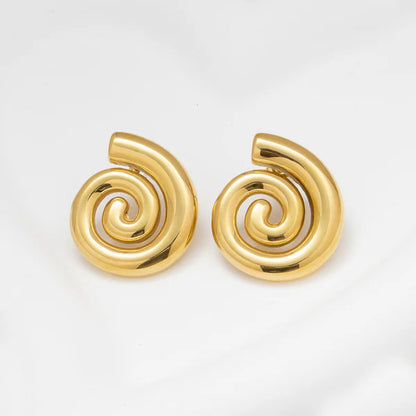 Gold Plated Anti Tarnish Spiral Chunky Earrings