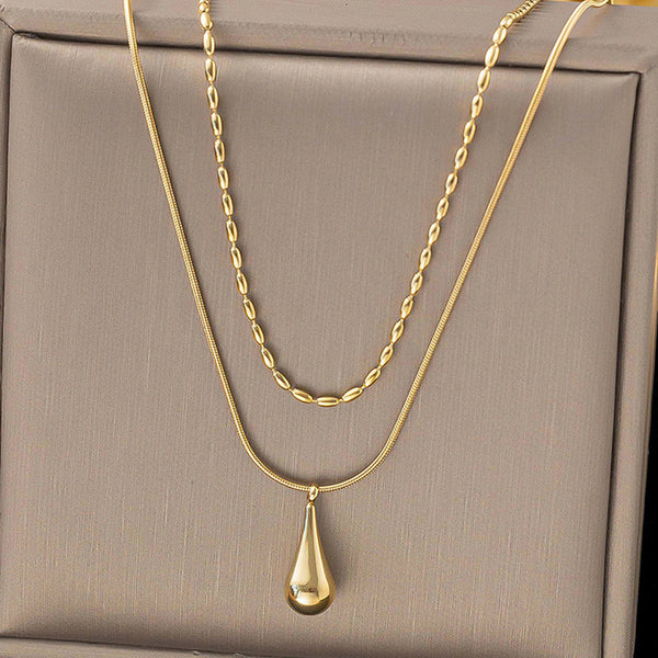 Tear Drop Double Layered Necklace