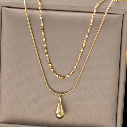 Tear Drop Double Layered Necklace