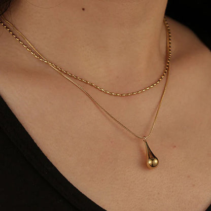Tear Drop Double Layered Necklace