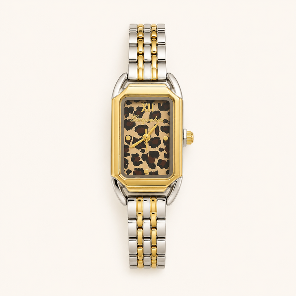 Dual Tone Animal Print Watch