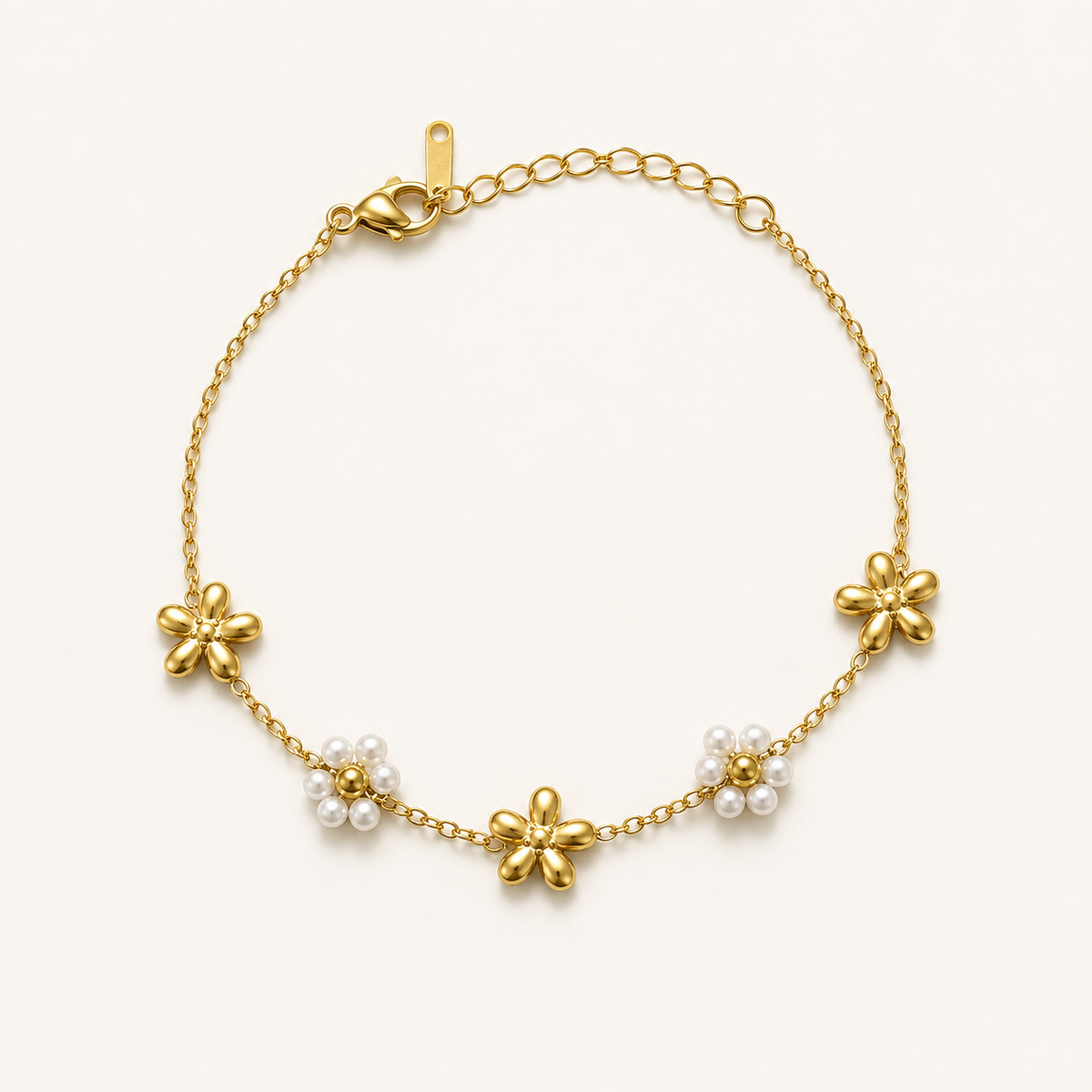 White & Gold Daisy Bracelet