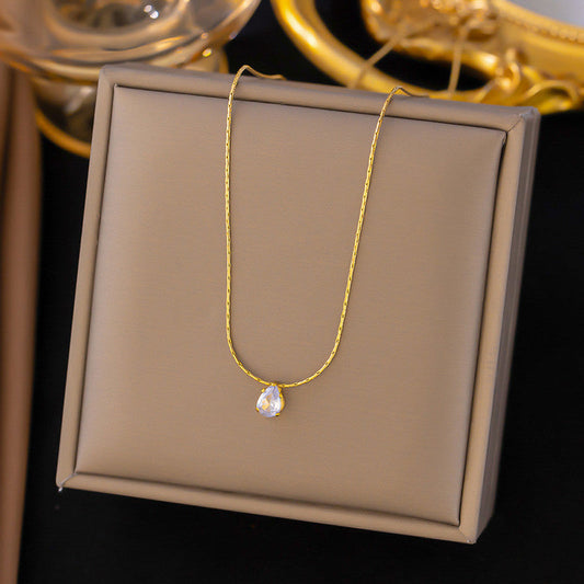 Anti Tarnish Tear Drop CZ Pendant