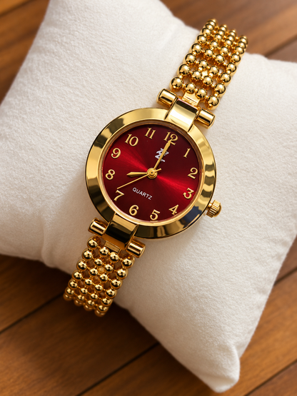 Maroon Beaded Watch