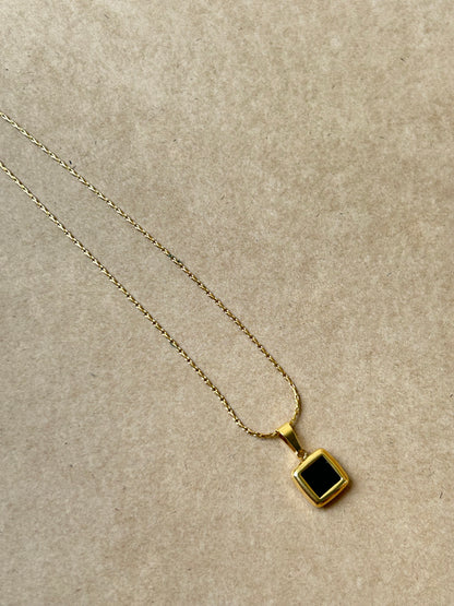 Anti Tarnish Black Onyx Stone Pendant Necklace