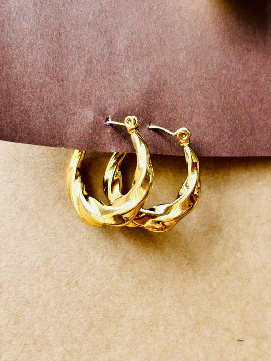 Anti Tarnish Golden Lava Twist Hoops