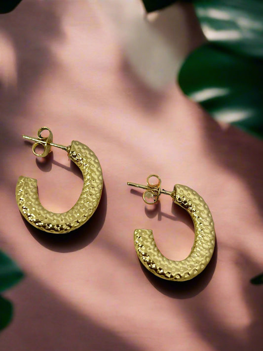 Hammered Glow Hoop Earrings