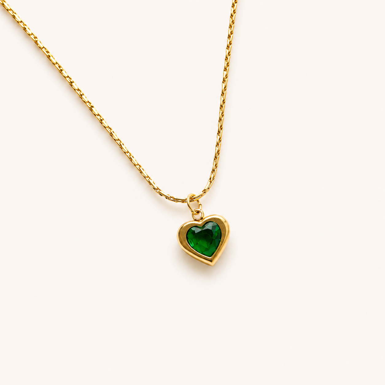 Dainty Green Heart Necklace