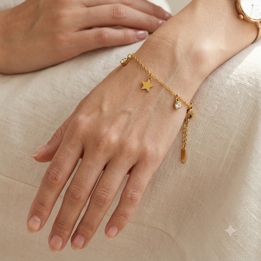 Star & Diamonds Chain Bracelet