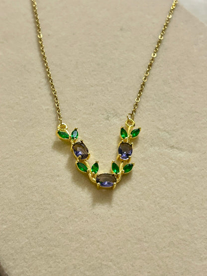 Purple & Green Tulip Necklace