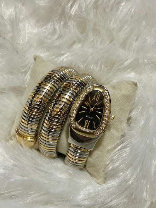 Dual Tone Snake Watch(Black Dial)