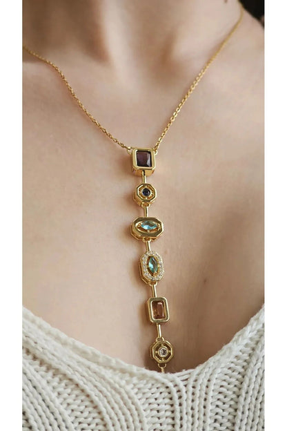 Prism Gemstone Lariat Necklace