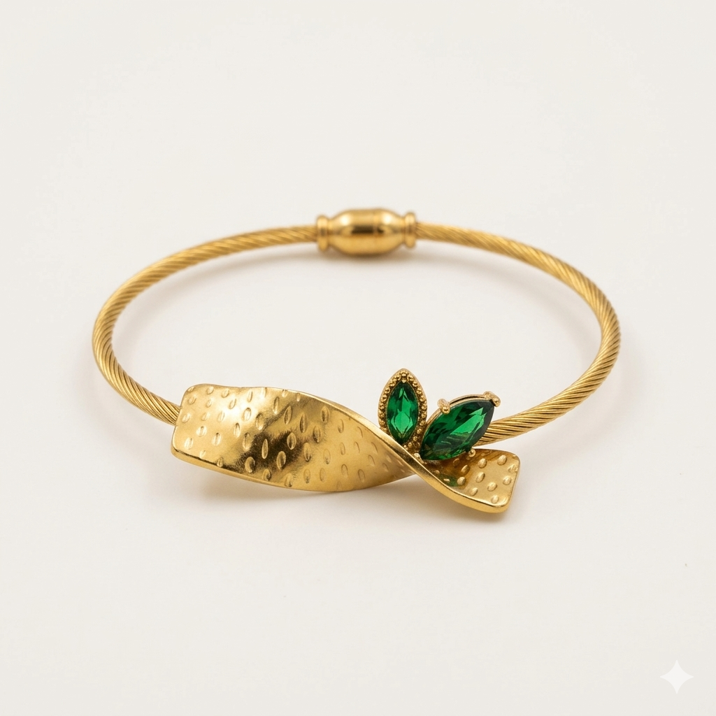 Emerald Luxe Ribbon Bracelet