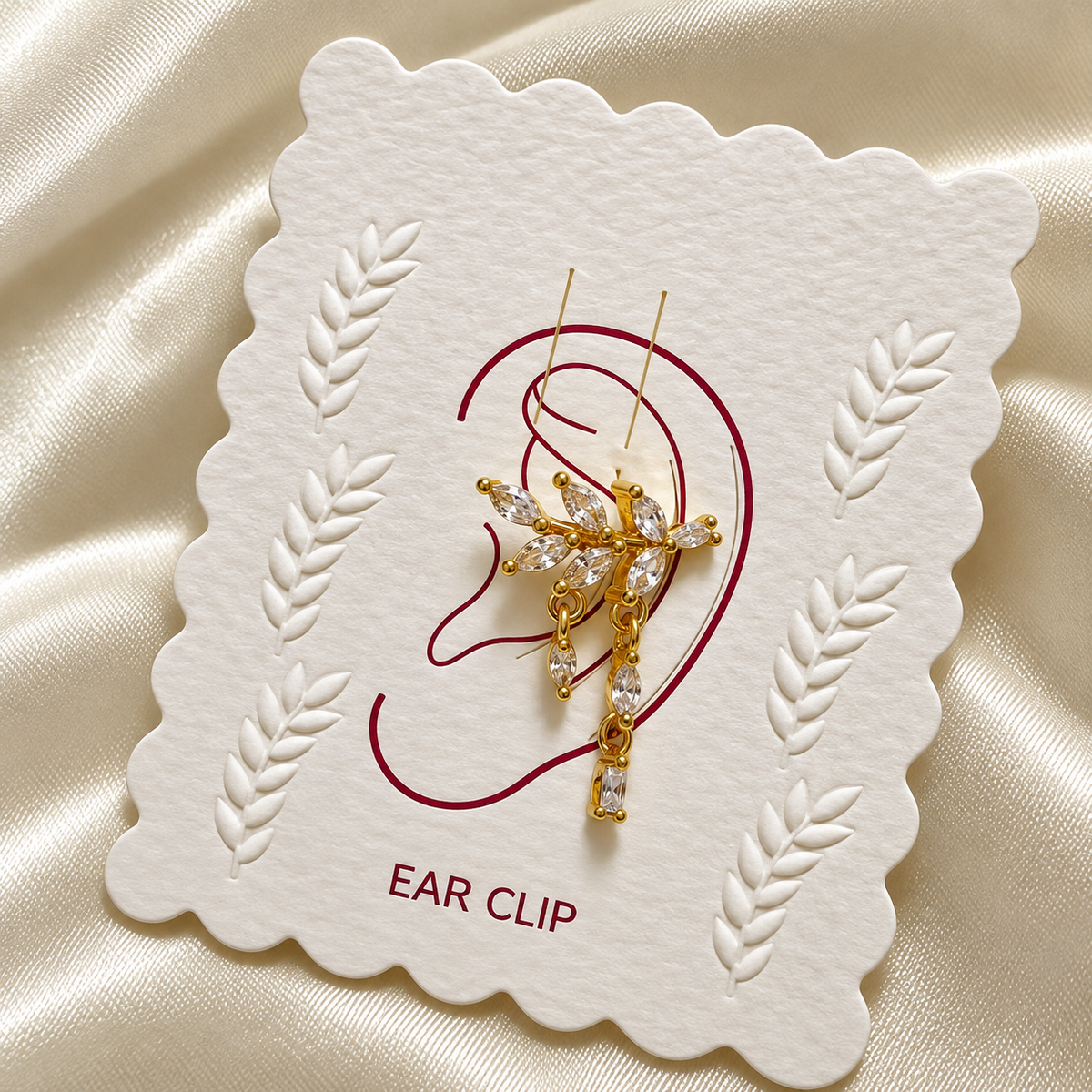 Crystal Leaf Ear Cuff( One Side)