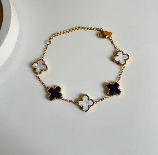 Black & White Clover Bracelet