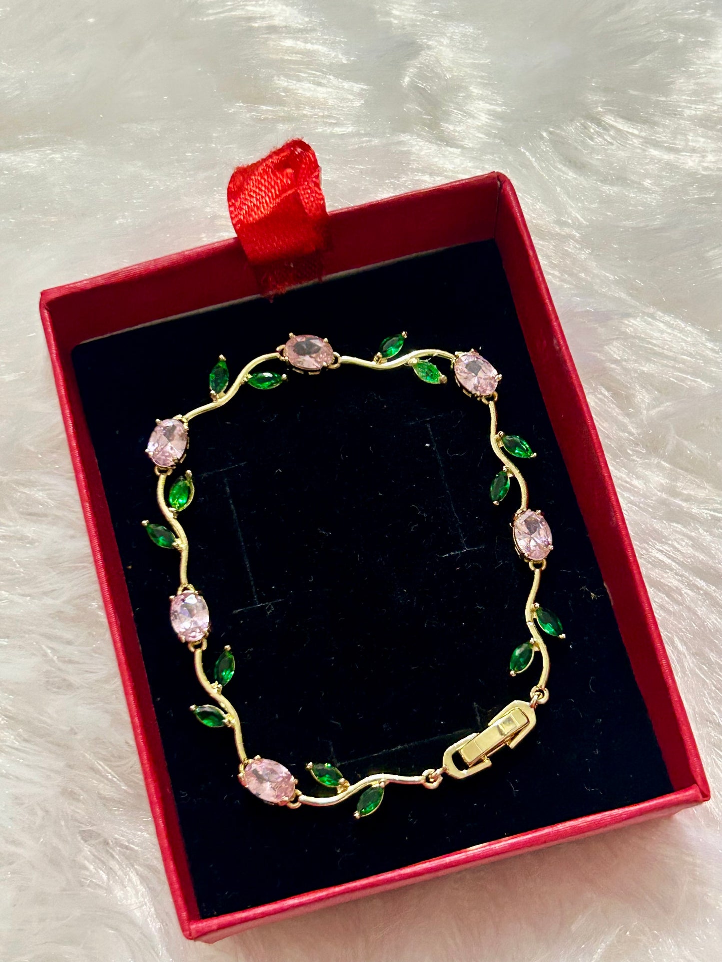Pink & Green Tulip Bracelet