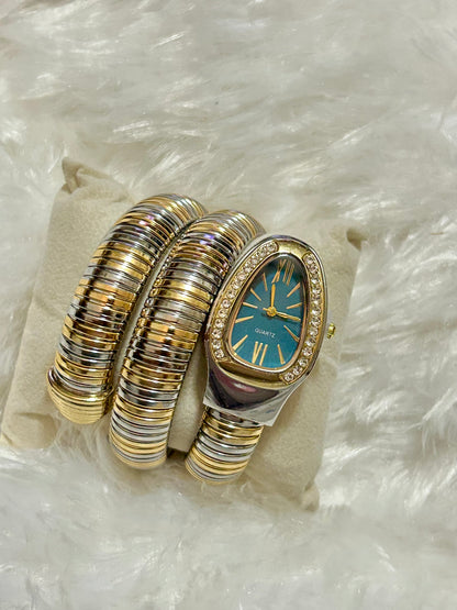 Dual Tone Snake Watch(Green Dial)