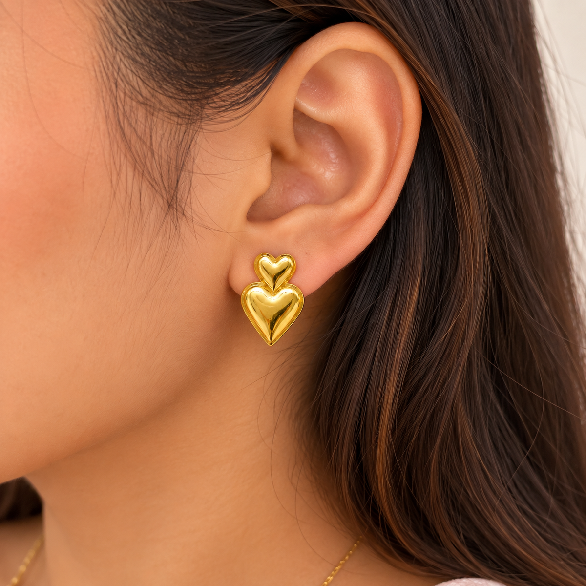 Double Heart Studs