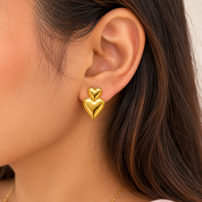 Double Heart Studs