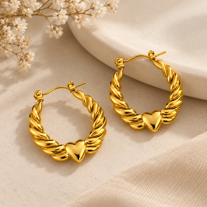Heart Twist Hoops